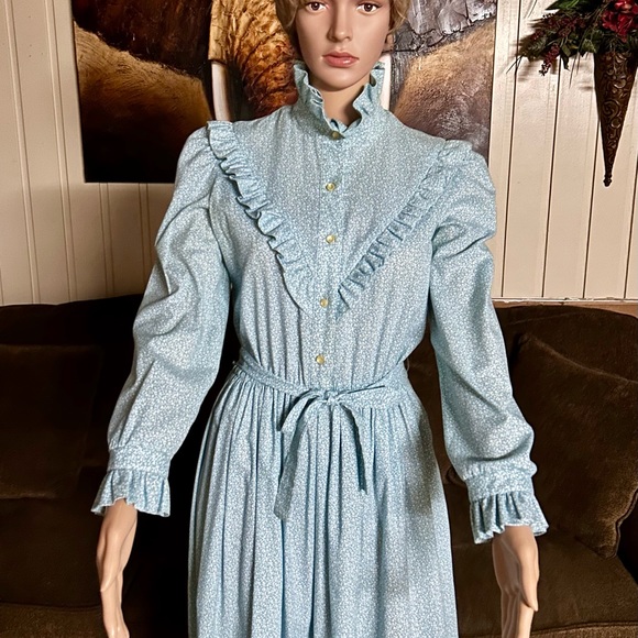 Hartsville • Vintage • 1970’s • Blue/White • Medium • Floral • Victorian • Dress - Picture 5 of 16